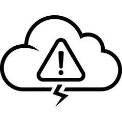 Cloud data breach warning sign with alert symbol and lightning strike, system error