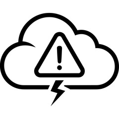 Cloud computing outage alert with a lightning bolt warns of data interruption