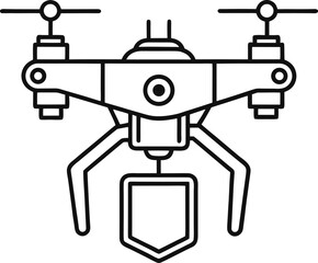 Drone technology outline icon set with red blue green yellow accents
