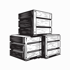 Stack of Wooden Packaging Crates Vector Image on white background