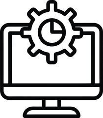 Outline software update icon with circular arrow