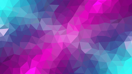 Illustration of vibrant abstract low poly background featuring a dynamic blend of pink, purple, and blue hues, creating a modern and eyecatching geometric design for various applications