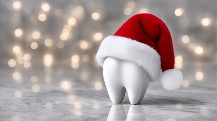 Holiday spirit with a festive tooth wearing a Santa hat