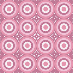 Retro Geometric Circle Seamless Pattern with Dot in Pink Shades Background