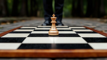 Chess piece stands tall in a park during an afternoon match