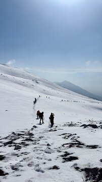 Group of hikers going up Mali i Thate, Pogradec, Albania 🇦🇱