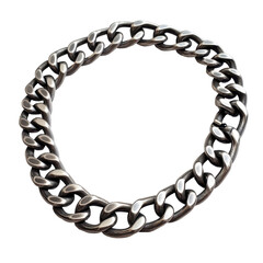 Obraz premium A silver chain displaying a single link, emphasizing its elegant structure, isolated on transparent background