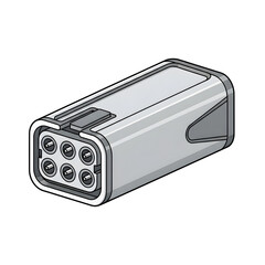 Isometric vector illustration of a six pin electrical connector plug.