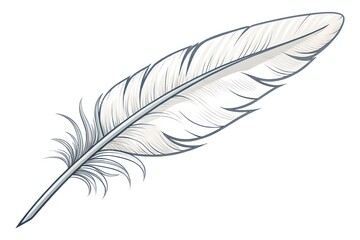 Feather quill shape, simple outline, minimal cuts, isolated PNG transparent background&rdquo;