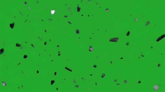 Glass breaking and shattering from impact on green screen with explosion effect