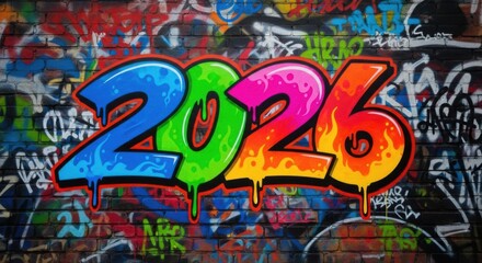 Graffiti Art Year 2026 Celebration on Brick Wall