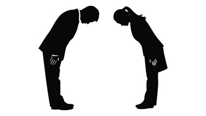 Bowing silhouettes isolated on white background, Vector