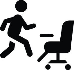 Silhouette of person running towards office chair