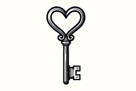 Antique heart shaped key vintage ornate lock opener