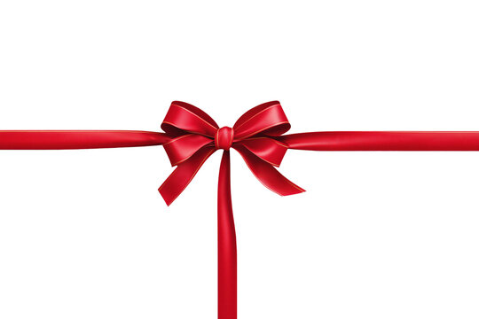 Hanging red bow and ribbon for Christmas decorations