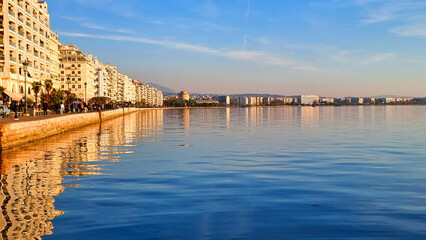 salonica thessaloniki white tower in the port greece