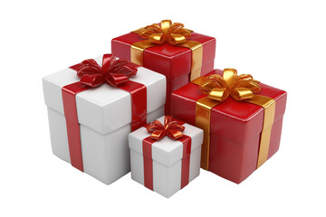 Group of red and white gift boxes Christmas decorations