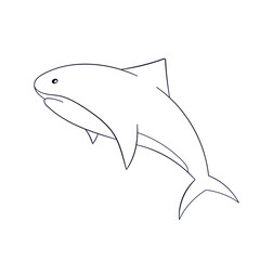 Obraz premium Shark in line art style isolated on a white background.