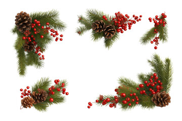 Set of Christmas Corner Decorations with Pinecones