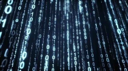 Abstract digital background of flowing binary code representing data transmission in technology - Powered by Adobe