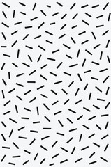 Abstract minimalist pattern of scattered black dashes on a clean white background creating a modern graphic design