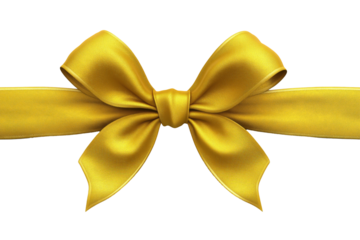 Shiny Golden Bow on a Ribbon for Christmas Gift Decorations