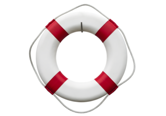 White life preserver ring with red stripes