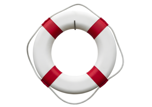 White life preserver ring with red stripes
