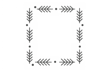 Decorative square frame forming with botanical branches and leaves shadow overlay on transparent background