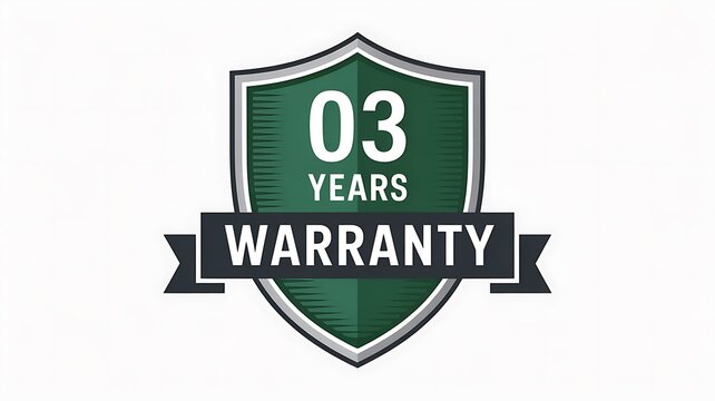 Three years warranty shield icon with ribbon banner vector design