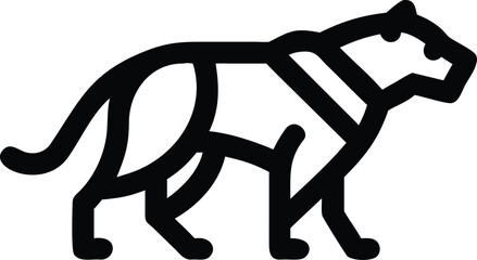 Stylized Black Tiger Silhouette Walking animal big cat