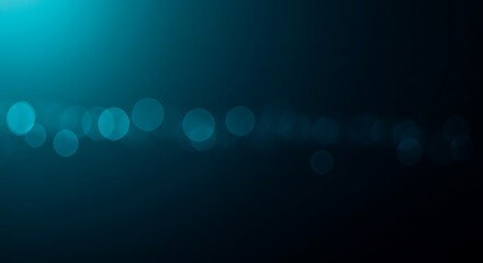 Abstract background with teal bokeh lights, creating a mysterious and futuristic atmosphere with a dark, blurred effect