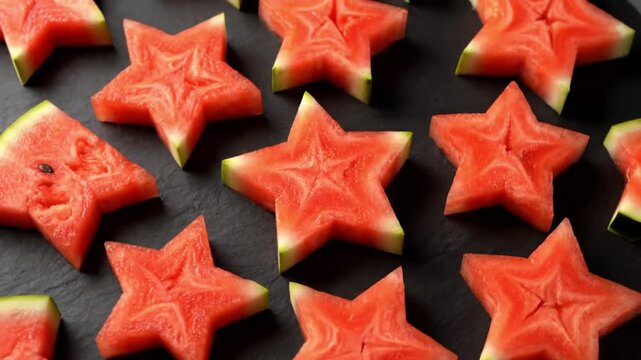 Festive Star-Shaped Watermelon Slices Pattern.