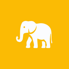 Obraz premium White elephant silhouette on a bright yellow background