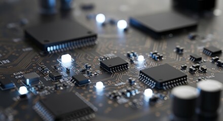 Circuit Board Elegance A High-Tech Symphony of Microchips and Pathways