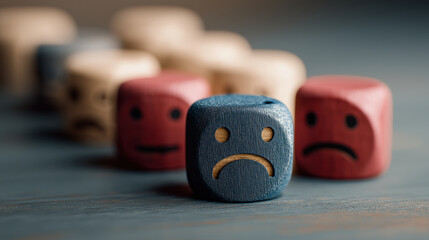 unhappy emotion cubes figure wooden visual