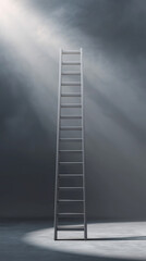 white ladder stairs gray background room opportunity rise vertical concept