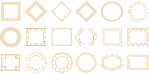 Collection of decorative beige frames and borders in various geometric shapes and styles