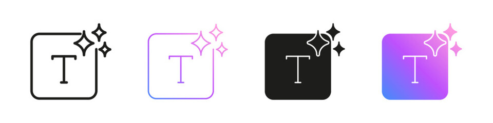 AI Text Generation Icons for Artificial Intelligence Writing, Content Creation and Smart Automation Icon Set. AI Typography and Digital Innovation Symbol Collection. Isolated Vector Illustration