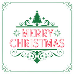 Merry Christmas Festive Greeting Card Design with Ornate Border