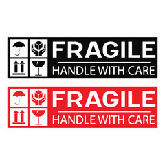 Fragile Cardboard Handle With Care Icons Vector