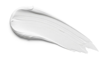 Fototapeta premium Smear of white cream or makeup on white background