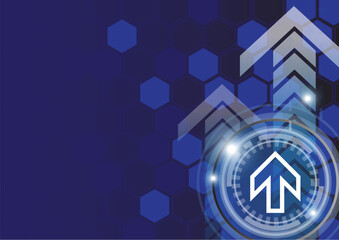 Background image conveys the concept of success, growth, and technology.