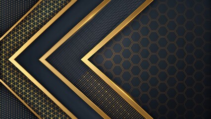 Elevate your brand with this stylish gold and black geometric background, perfect for luxury designs, premium presentations, and exclusive marketing materials