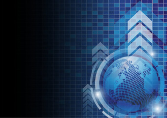 Background image conveys the concept of success, growth, and technology.