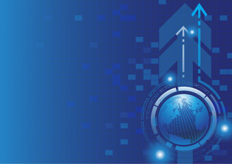 Background image conveys the concept of success, growth, and technology.