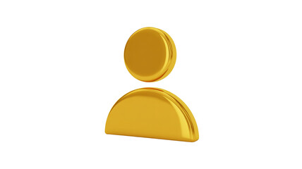 Golden user icon for profile symbol, perfect for social media or website avatars, sleek and modern style
