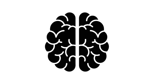 Human Brain Icon: Thinking, Intelligence, and Mind Organ Vector Graphic
