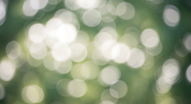 Abstract soft green bokeh background with blurred circles of light, evoking a sense of tranquility and natural beauty for various design applications - Powered by Adobe