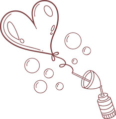 Doodle heart bubble and blower outline, love concept. (60 chars)